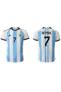 Argentiina Rodrigo de Paul #7 Jalkapallovaatteet Kotipaita MM-kisat 2022 Lyhythihainen